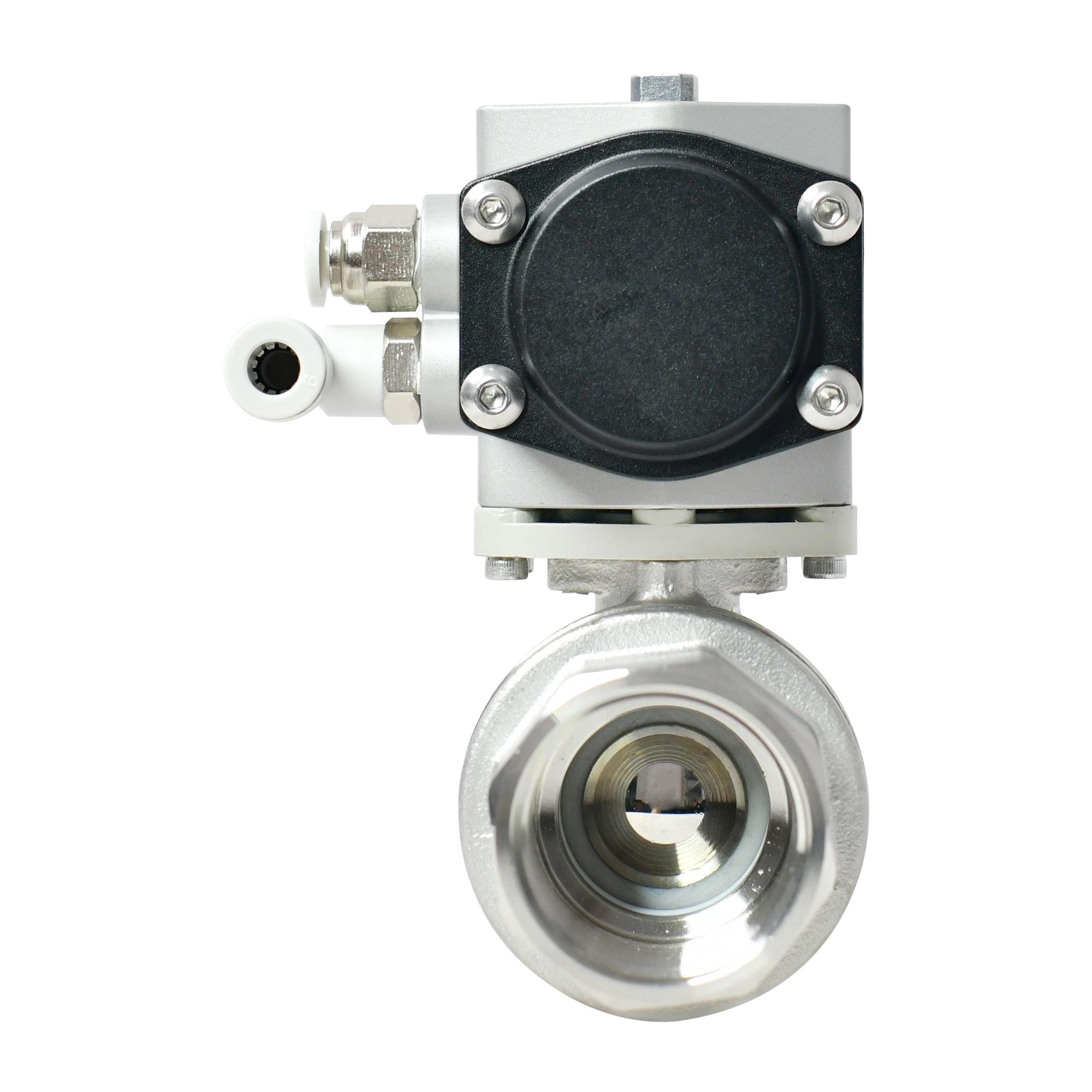 1S Open 1 Inch  2-Way BSP NPT Threaded Supported Pneumatic Actuated Ball Valve 