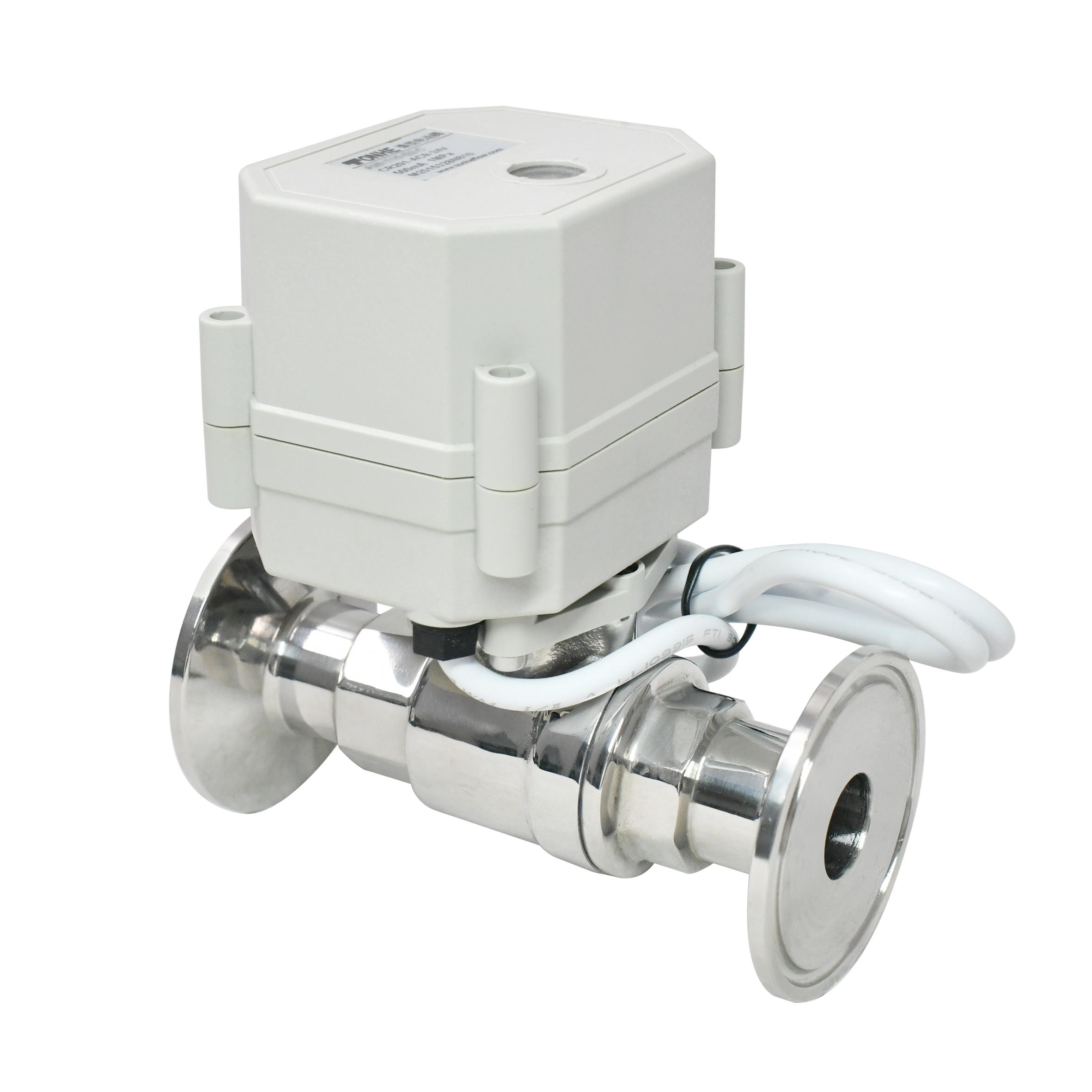 Tonheflow DN15 tri-clamp SS316 DC24V CR202 NC motorized ball valve